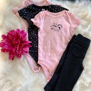 Baby girl onesies and pants